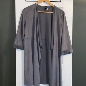 Grey thigh length duster